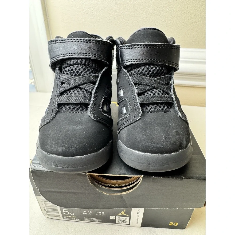 Jordan 6-17-23 TD Toddler Sneakers Black Metallic Silver DM1158-001‎ Size 5C